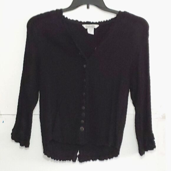 A Fresco By Nomadic Traders Women's Scrunchy Black Cardigan Fairy Grunge Size L - Picture 1 of 6